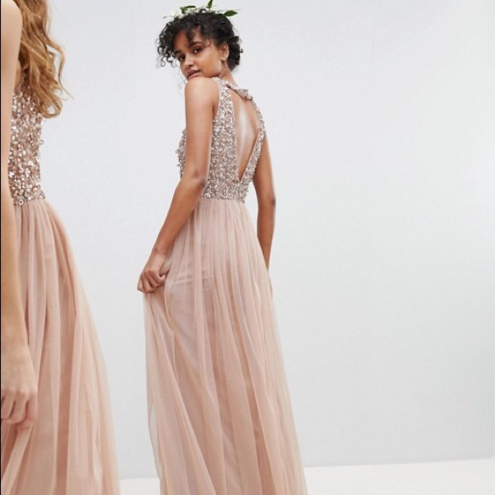 Blush pink maxi dress (great for bridesmaids!)